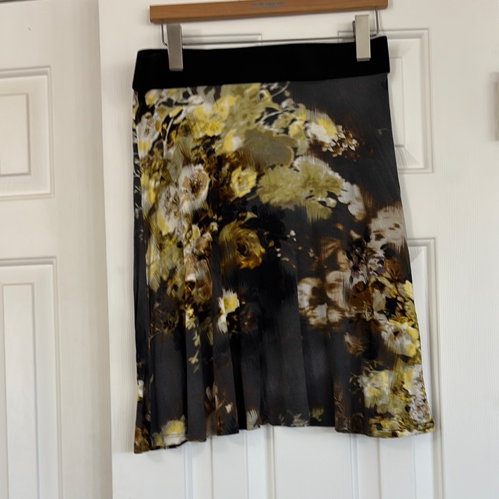 Floral Black and Yellow Skirt